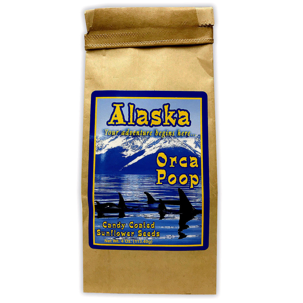 Alaska Orca Poop Bag Filled with Candy Coated Sunflower Seeds
