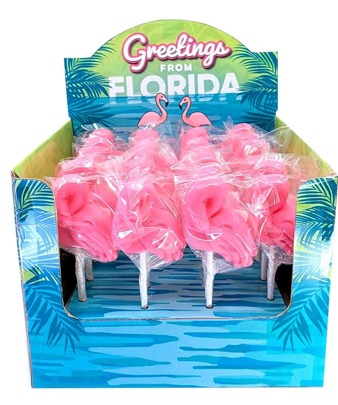 Flamingo's ドロップ Pink Flamingo Lollipop Box