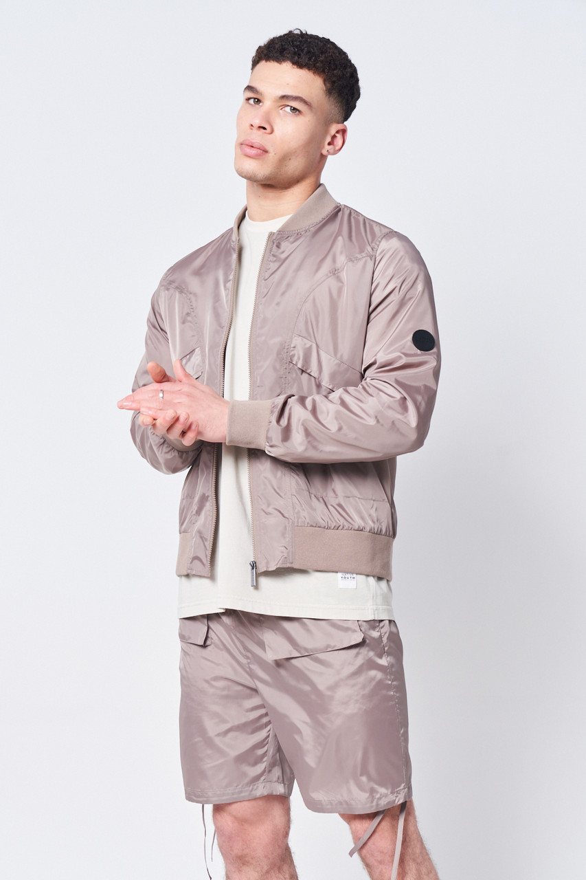 Nylon Bomber Jacket With Seam Detail