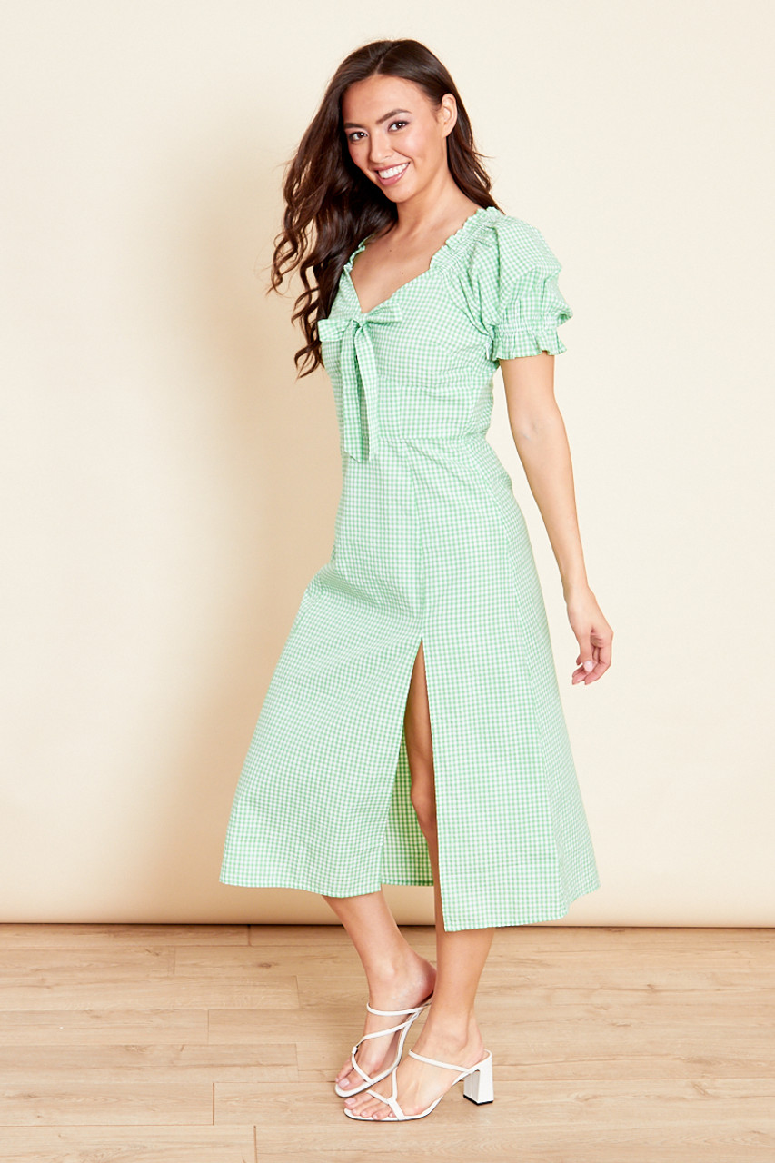Milkmaid Cut Out Dress With Thigh Split