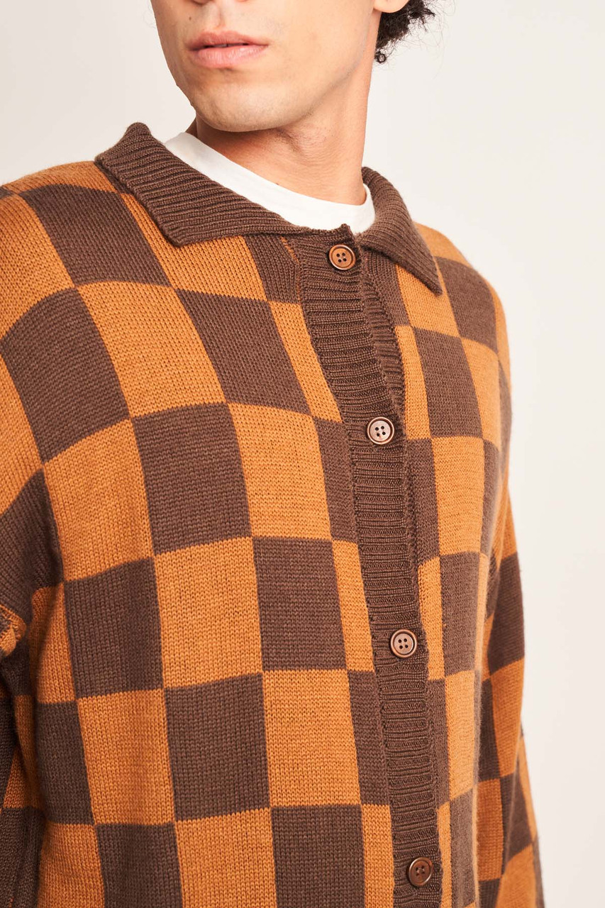  Wool Checkerboard Knitted Jumper In Relaxed Fit