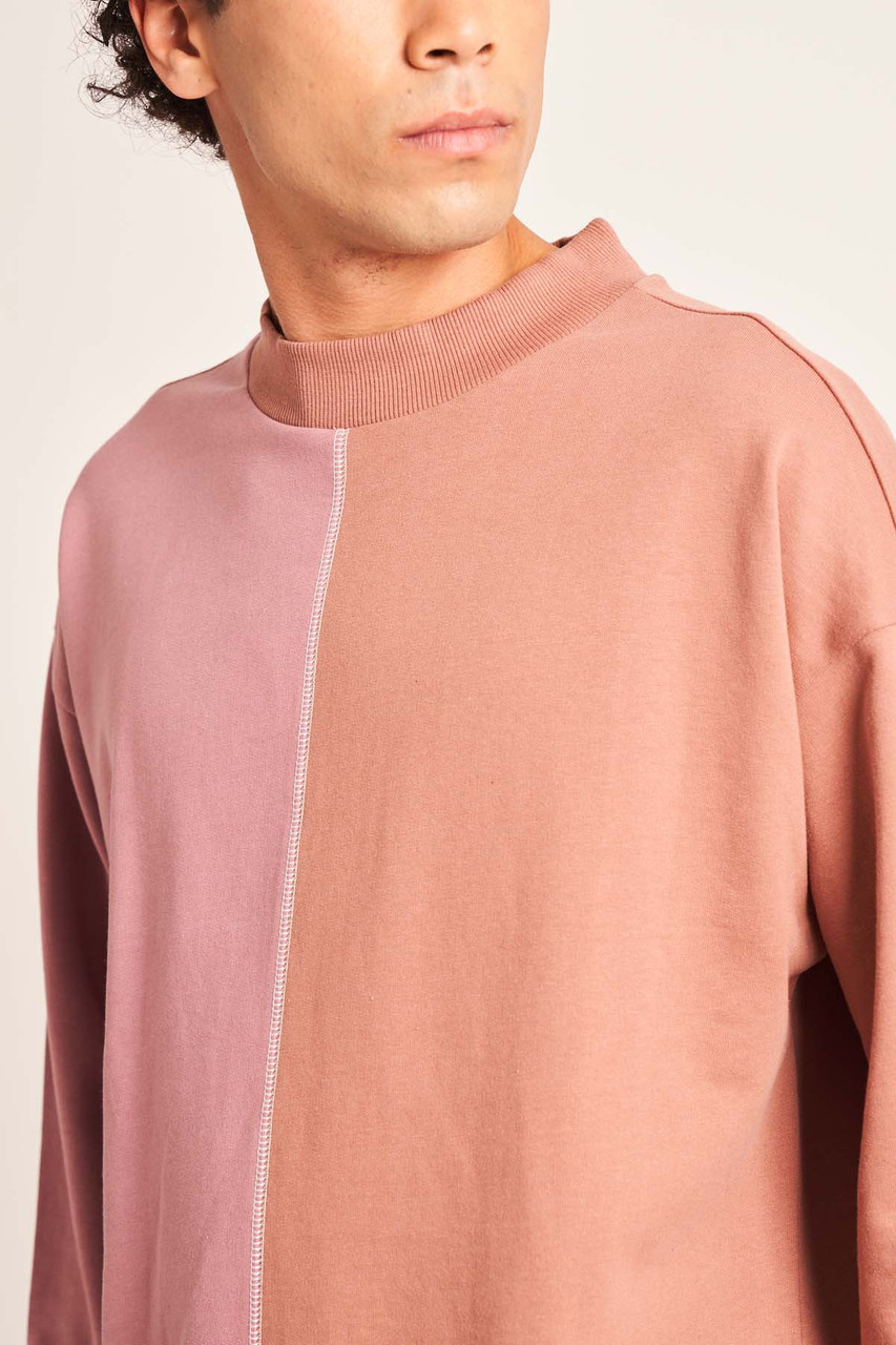 Stitch Front High Neck Split Sweatshirt In Relaxed Fit