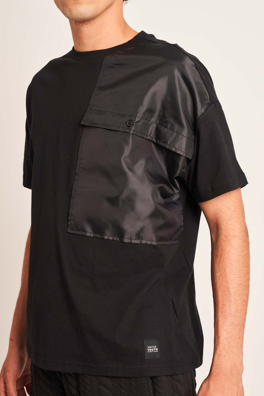 Black Relaxed Fit T-Shirt With Nylon Pocket