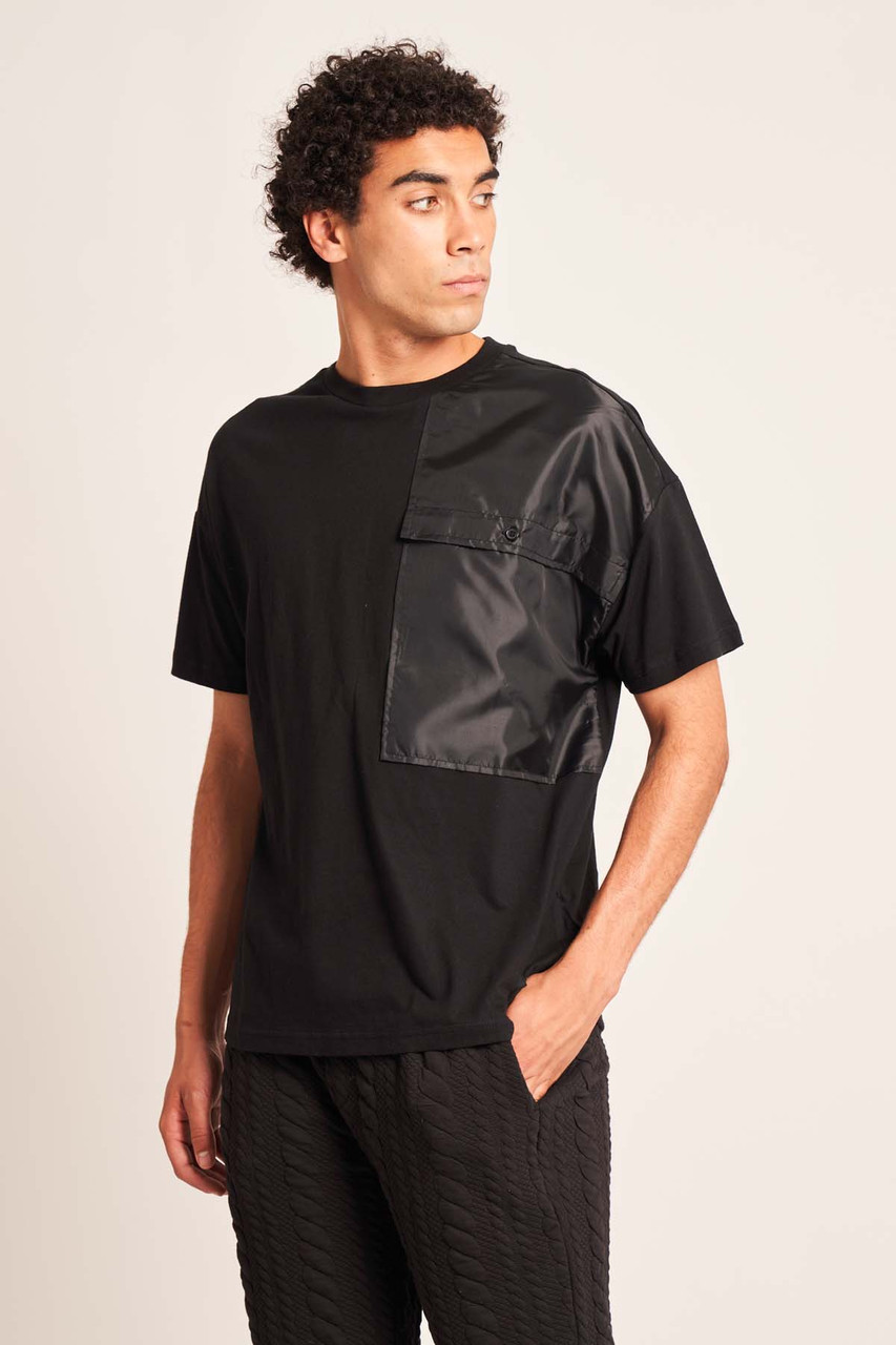 Black Relaxed Fit T-Shirt With Nylon Pocket