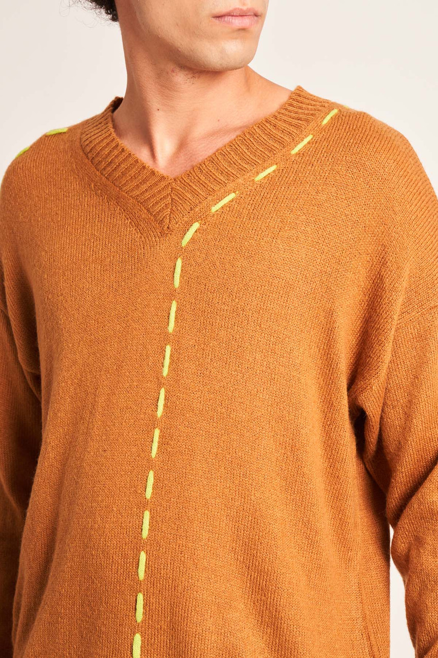 Relaxed Fit Knitted Jumper With Hand Stitch Detail