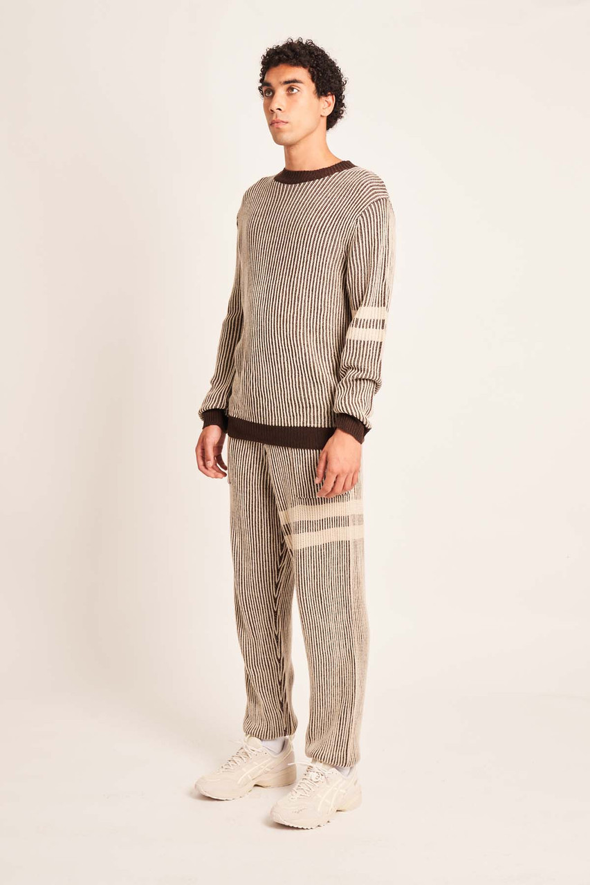 Knitted Ribbed Jogger With Stripe							