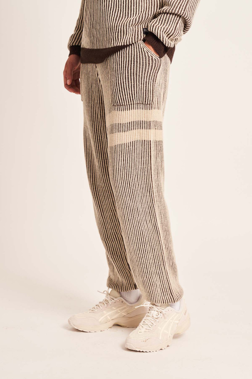 Knitted Ribbed Jogger With Stripe							