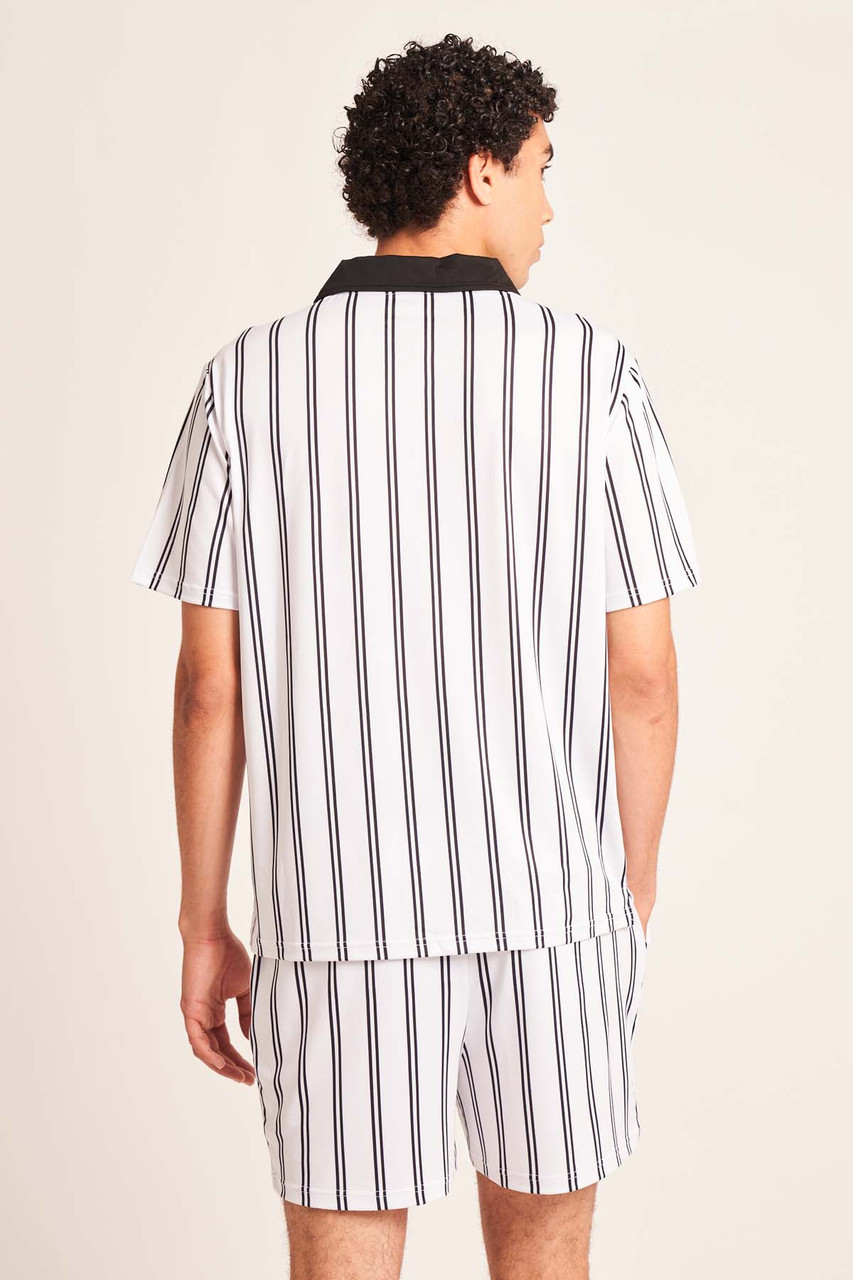 Striped Short Sleeve T-Shirt With Collar And ‘Invicta’ Print	