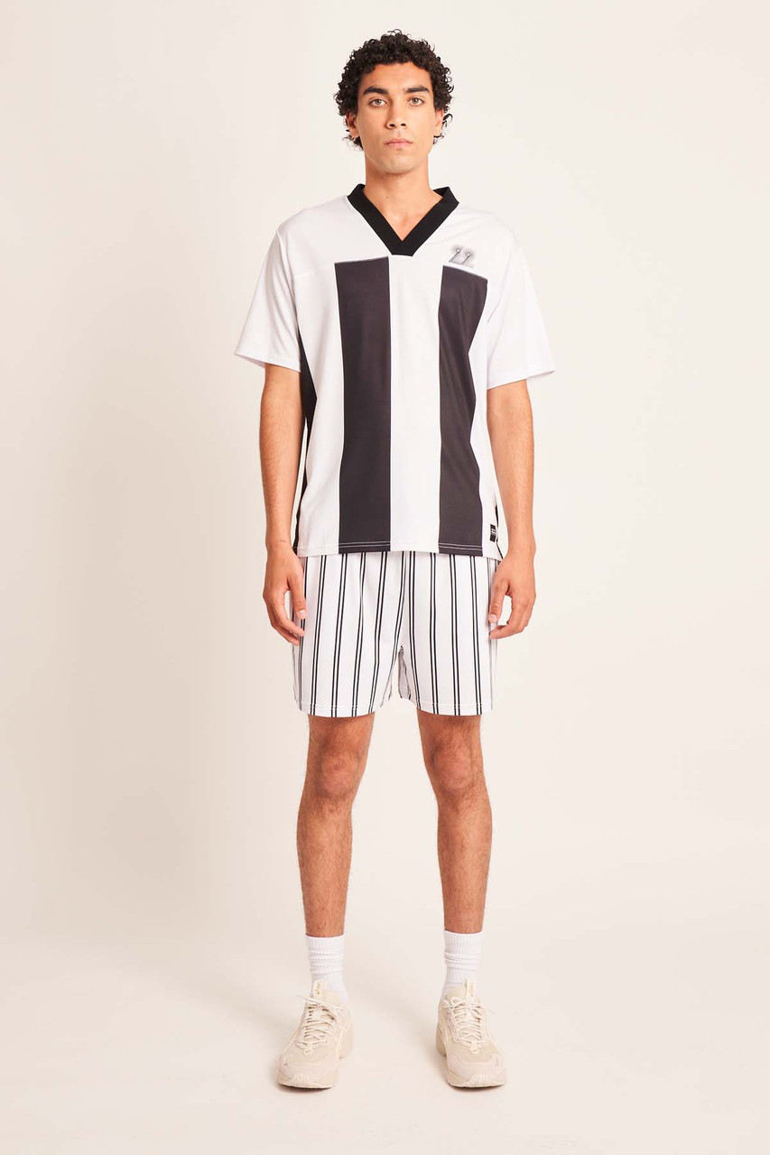 Striped Short Sleeve T-Shirt With V Neck