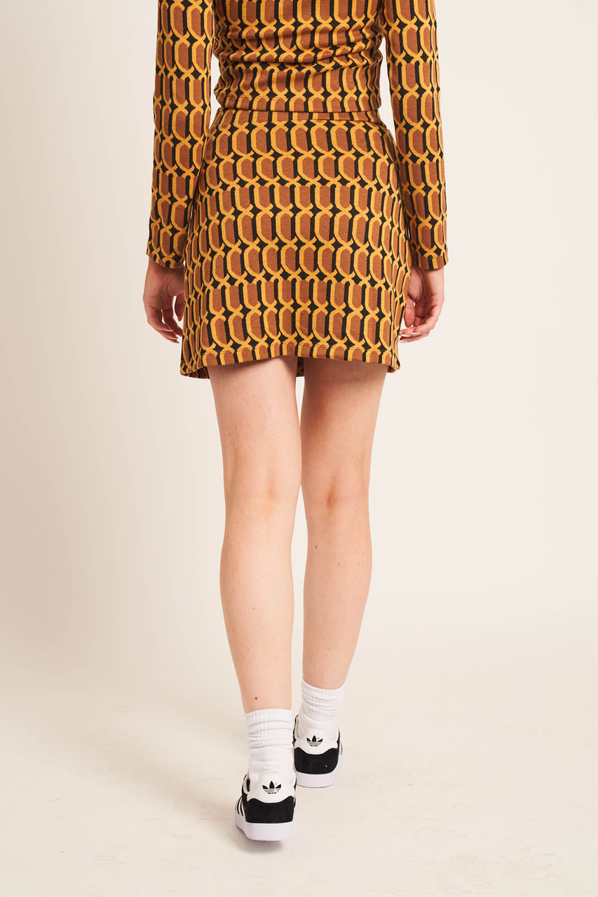 Geo Jacquard Jersey A Line Mini Skirt