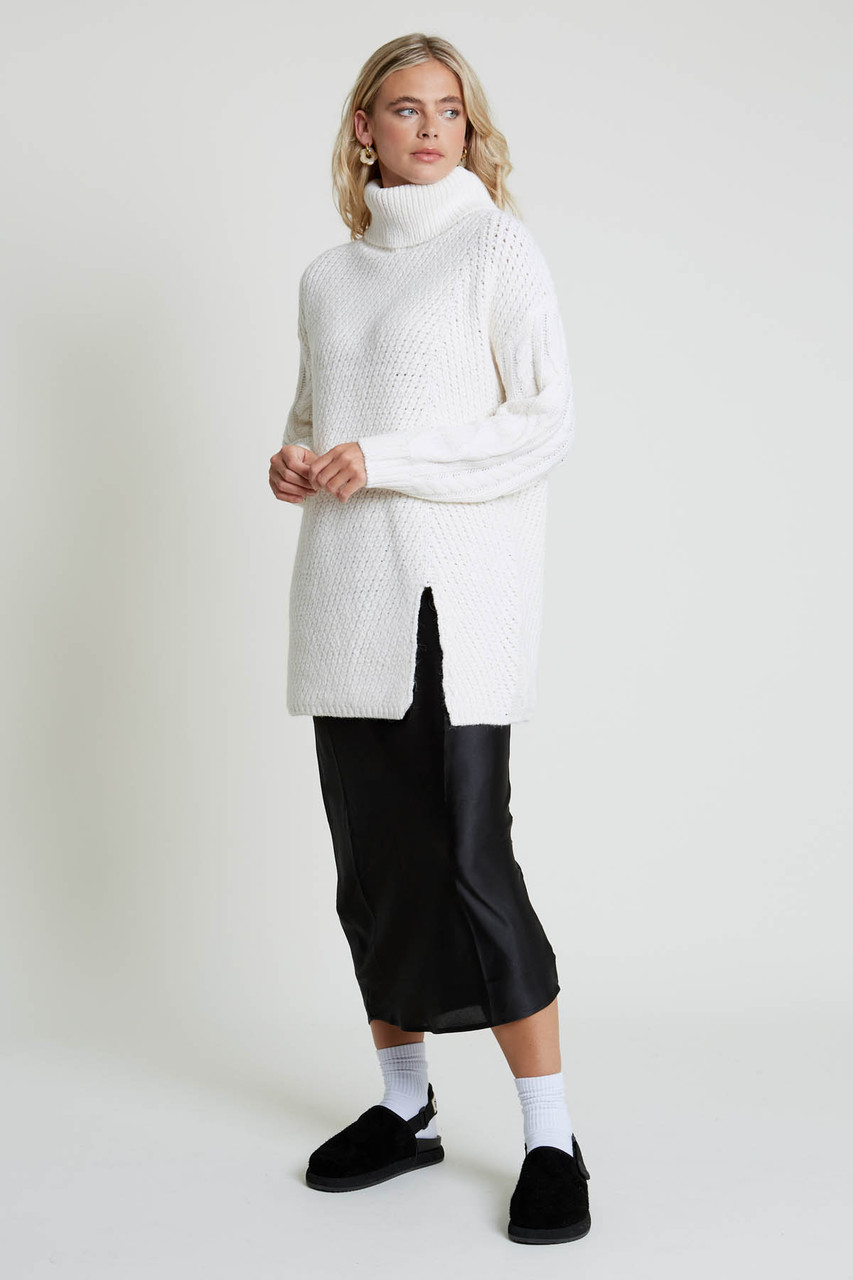 Chunky Cable Knit Roll Neck Jumper