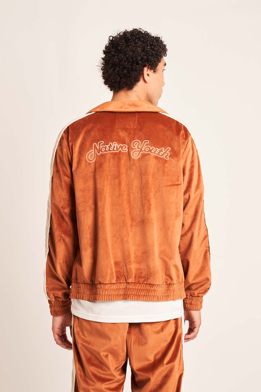 Velour Sports Jacket With Contrast Stripe And Youth Embroider