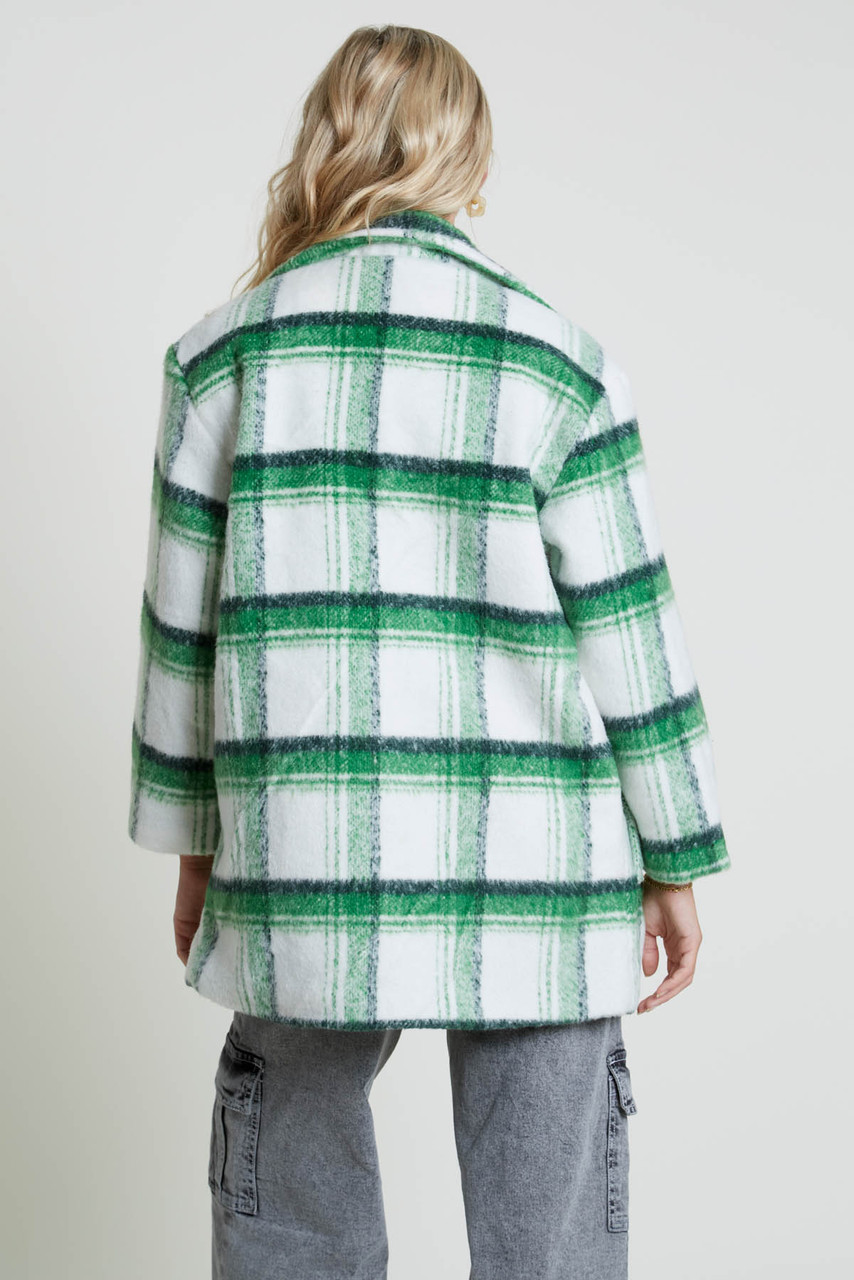 Wool Check Oversize Double Breasted Jacket