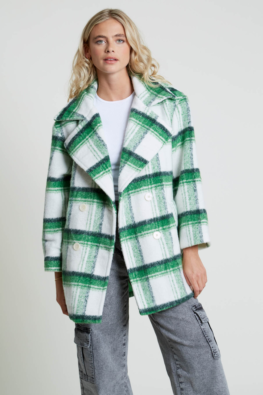 Wool Check Oversize Double Breasted Jacket