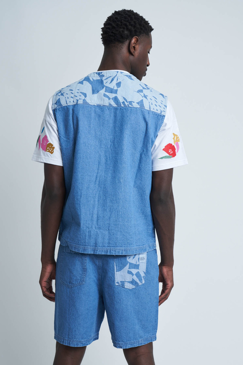 Laser Printed Patchwork Denim Gilet 