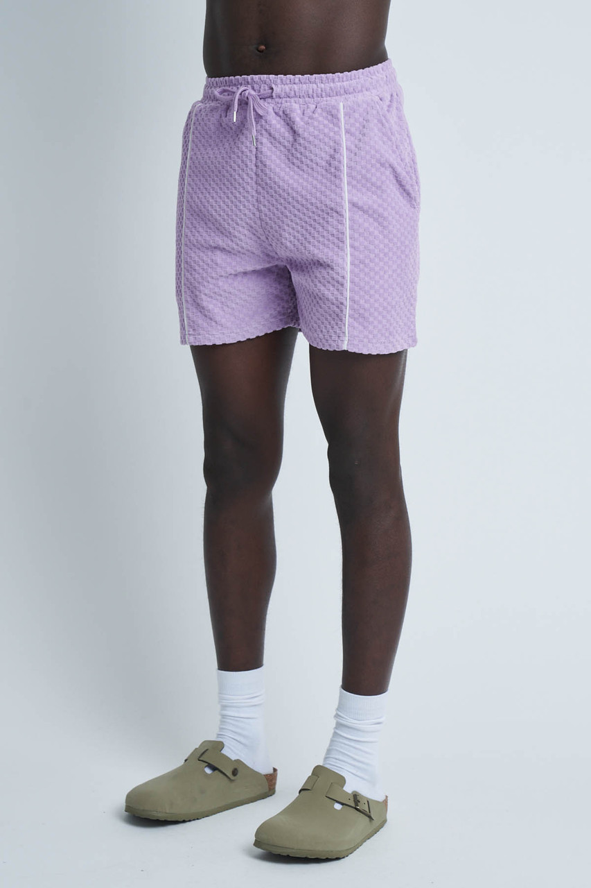 Purple Jacquard Check Toweling Short 