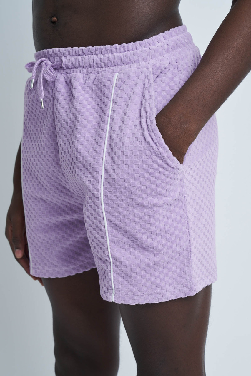 Purple Jacquard Check Toweling Short 