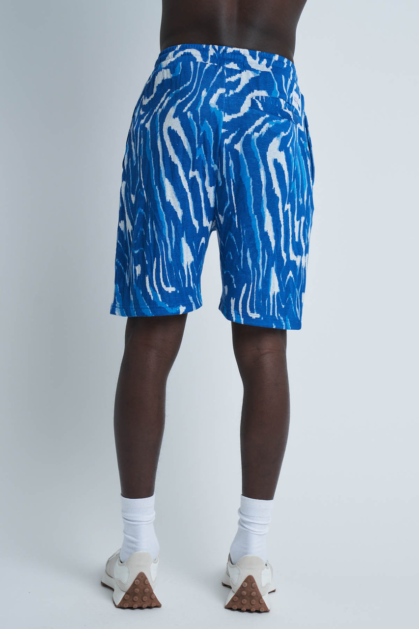 Blue Jacquard Jersey Mid Length Short