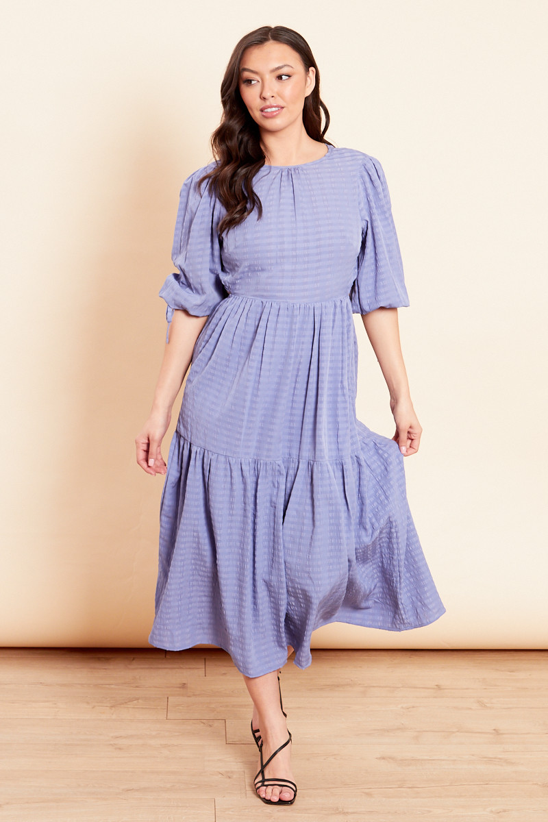 Back Detail Tie Sleeve Smock Dress