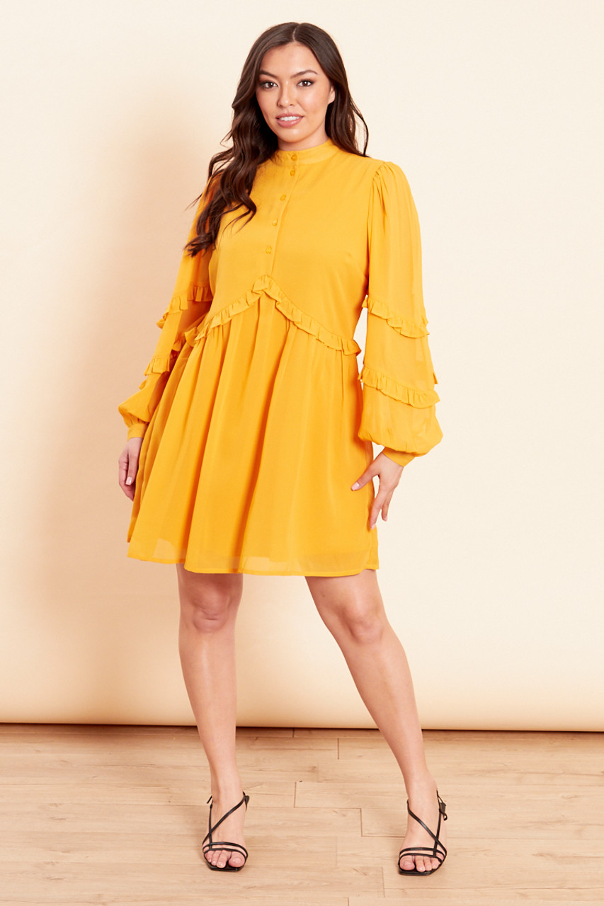 Long sleeve tiered smock clearance dress