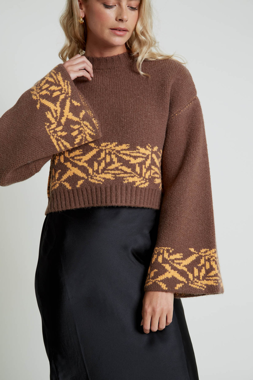 Soto Knitted Bell Sleeve Jumper In Fair Isle