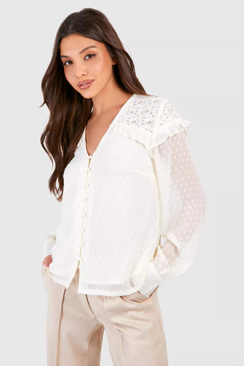 Dobby Lace Ivory Blouse