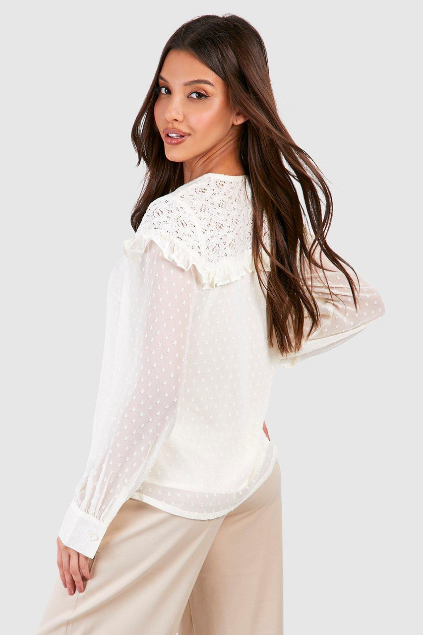 Dobby Lace Ivory Blouse