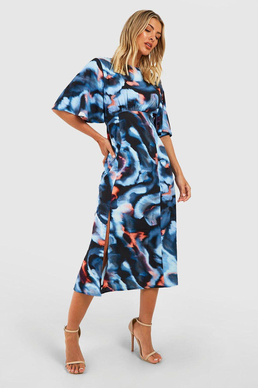 Midi Dress with Abstract Print