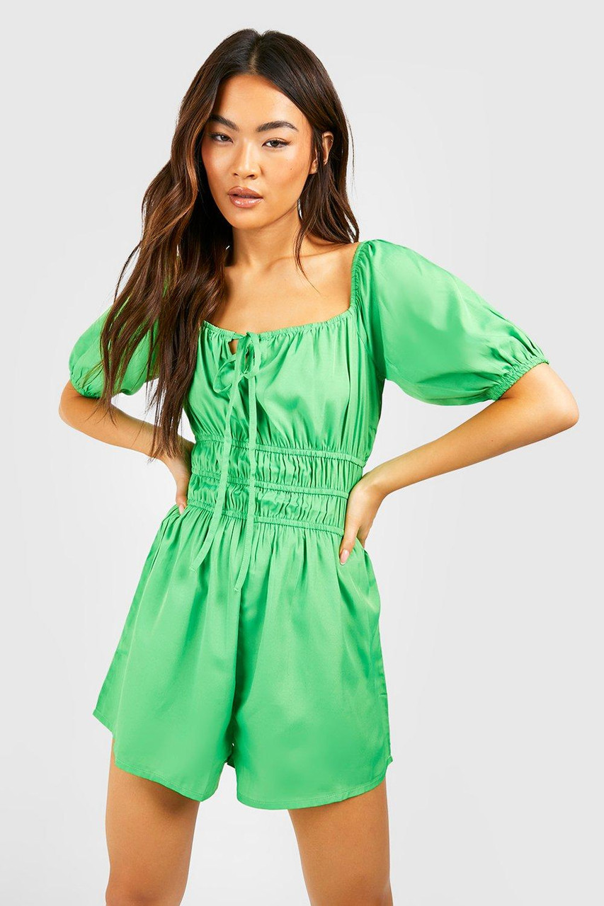 Green Tie Detail Playsuit