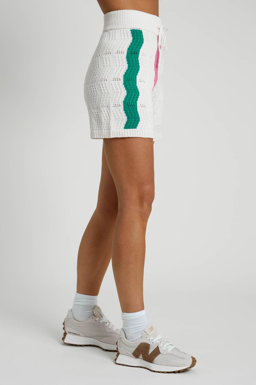 Intarsia Wave Jacquard Knitted Shorts