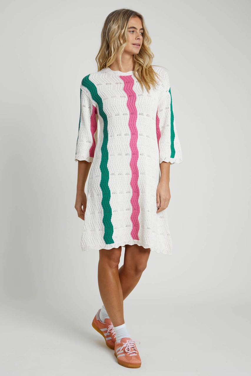 Intarsia Wave Jacquard Knitted Mini Dress
