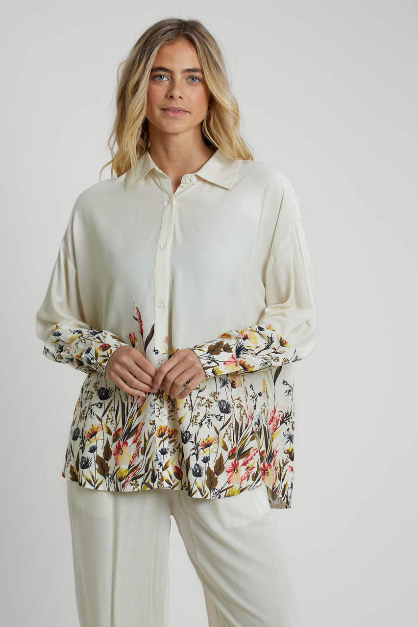 Floral Boarder Print Long Sleeve Shirt