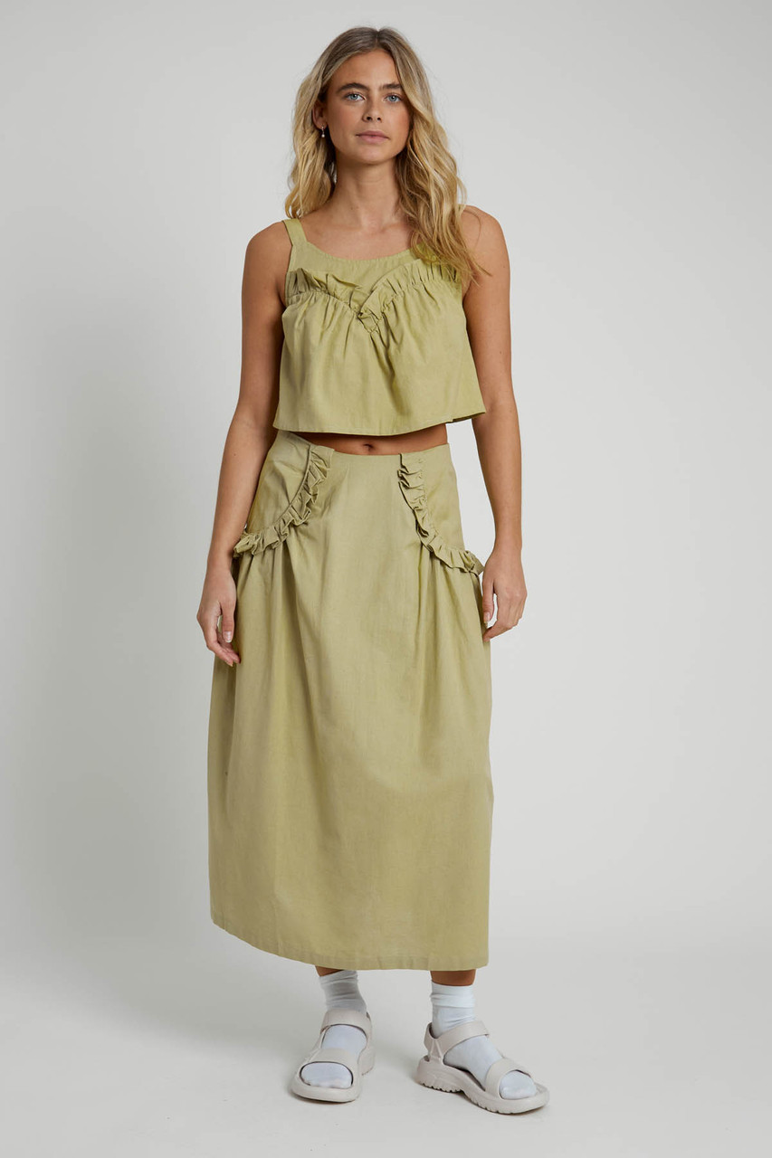 Linen Blend Cami with Sweetheart Frill