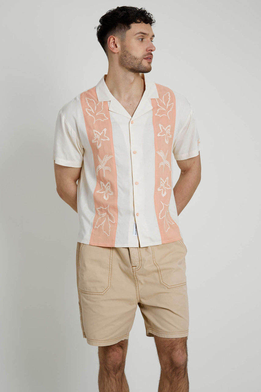 Boxy Fit Ecovero Viscose Shirt with Embroidered Panels