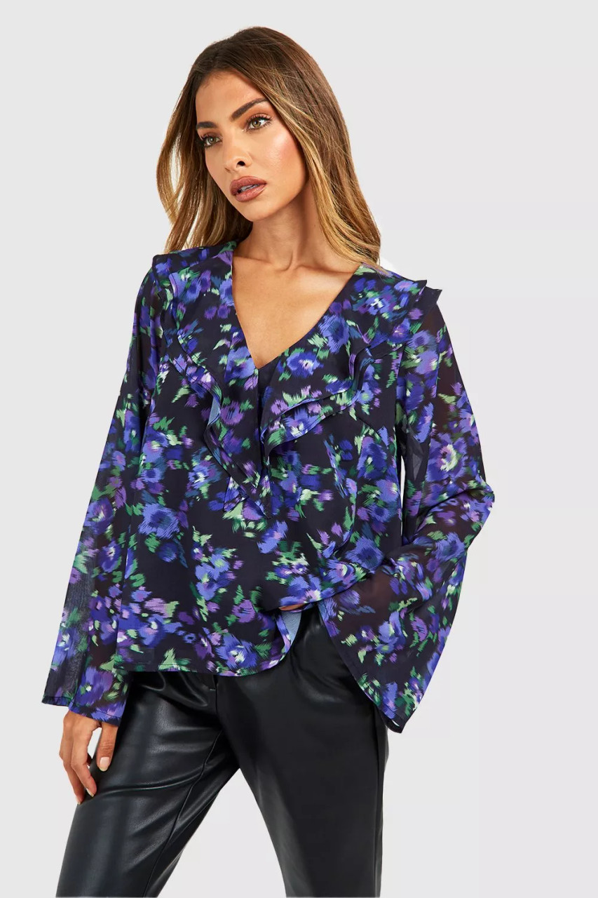 Floral Printed Ruffle Blouse 