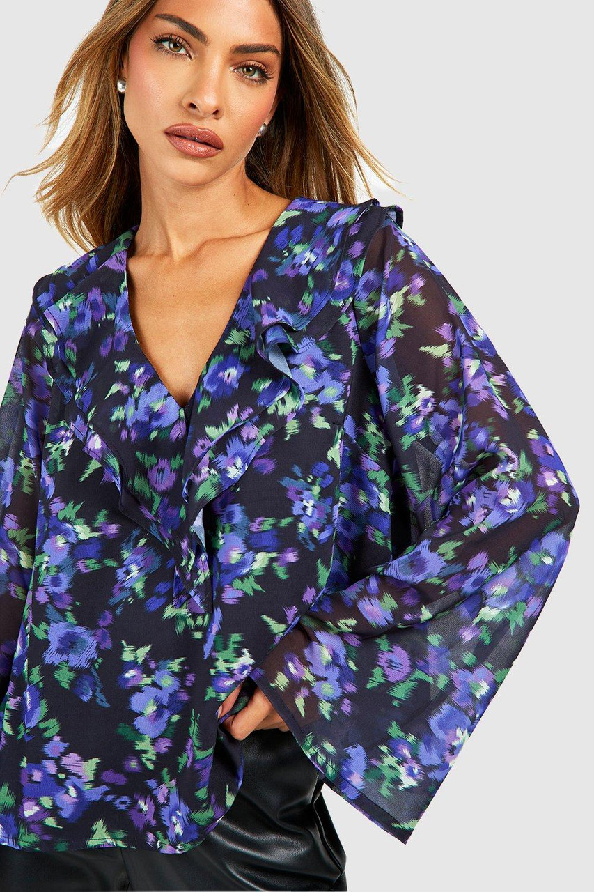 Floral Printed Ruffle Blouse 