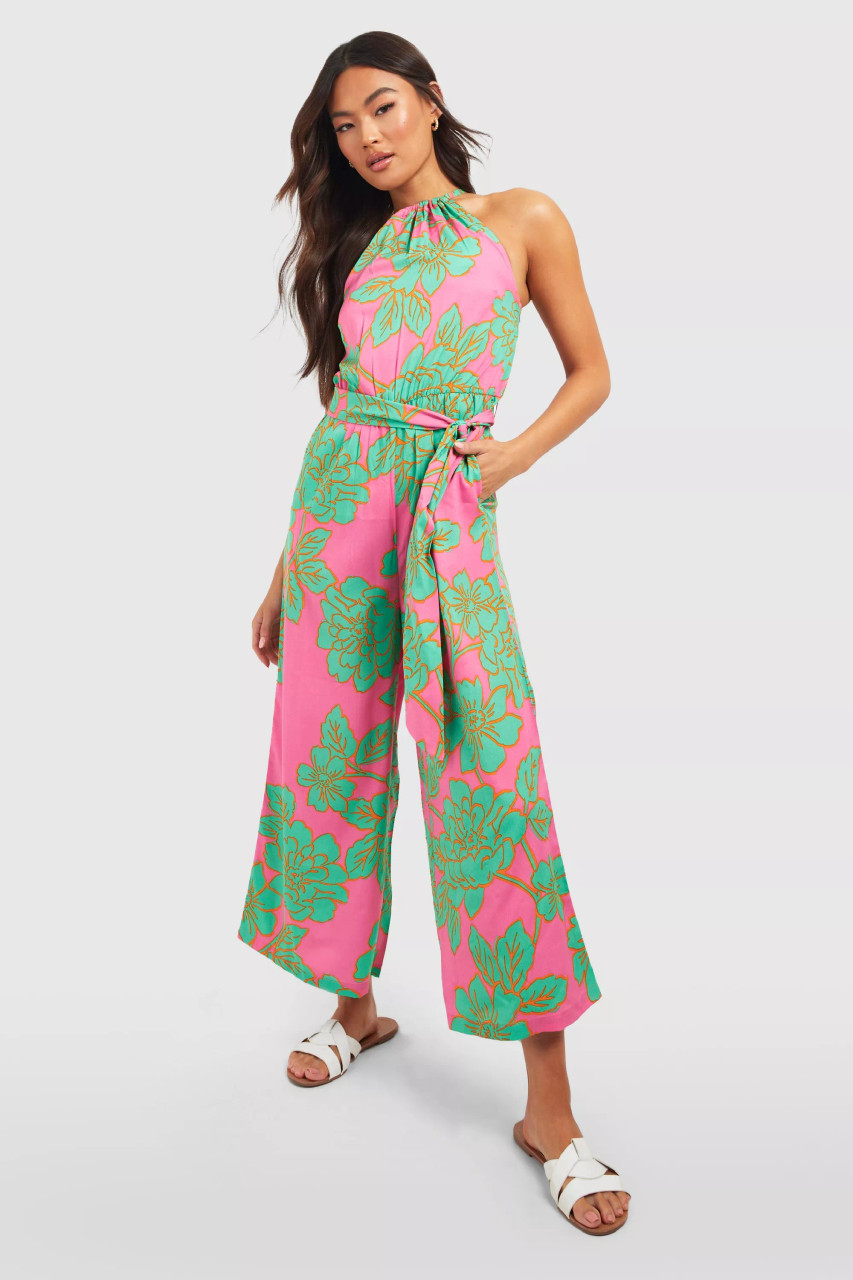 Floral Culotte Halterneck Jumpsuit 