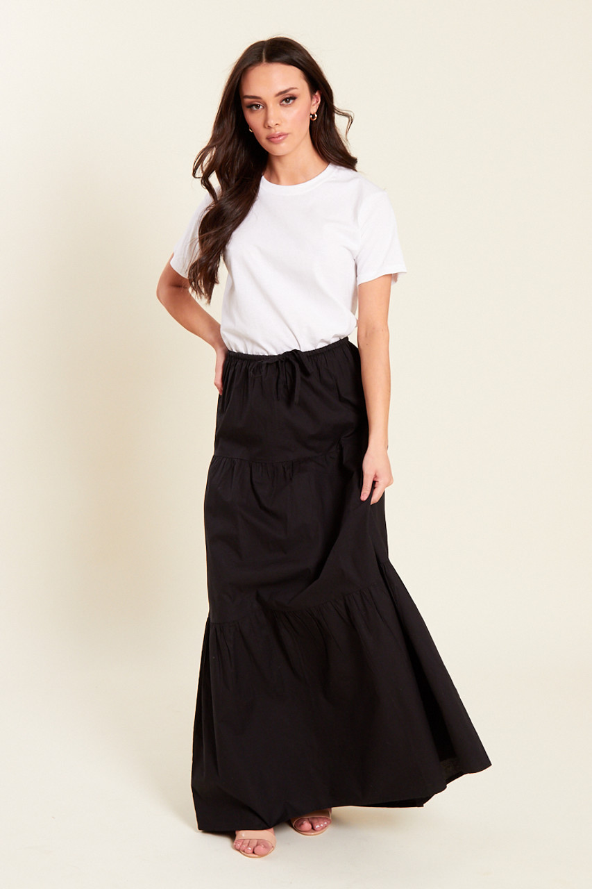 Black Maxi Skirt With A Tie 