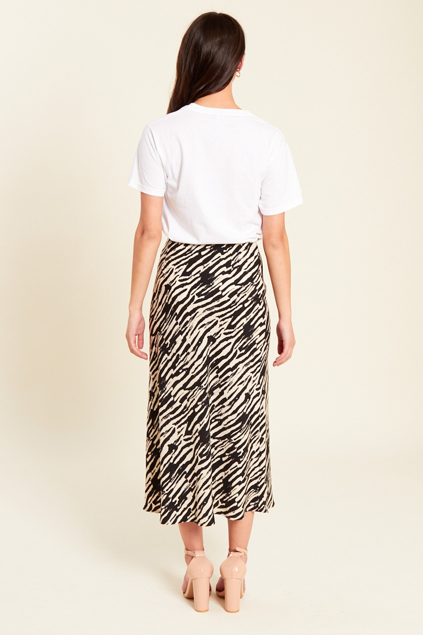 Zebra Print Midi Skirt