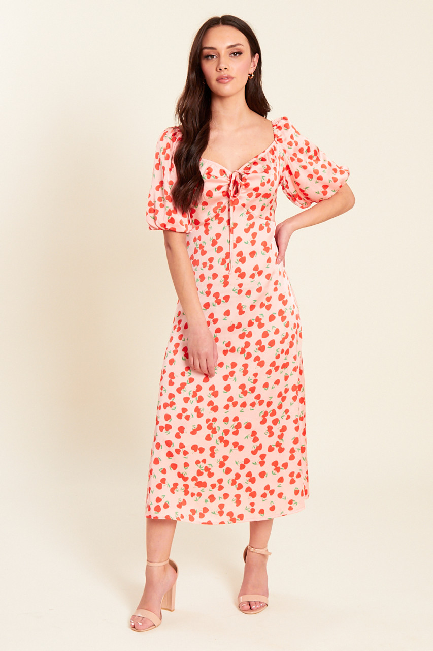 Cherry Print Midi Dress