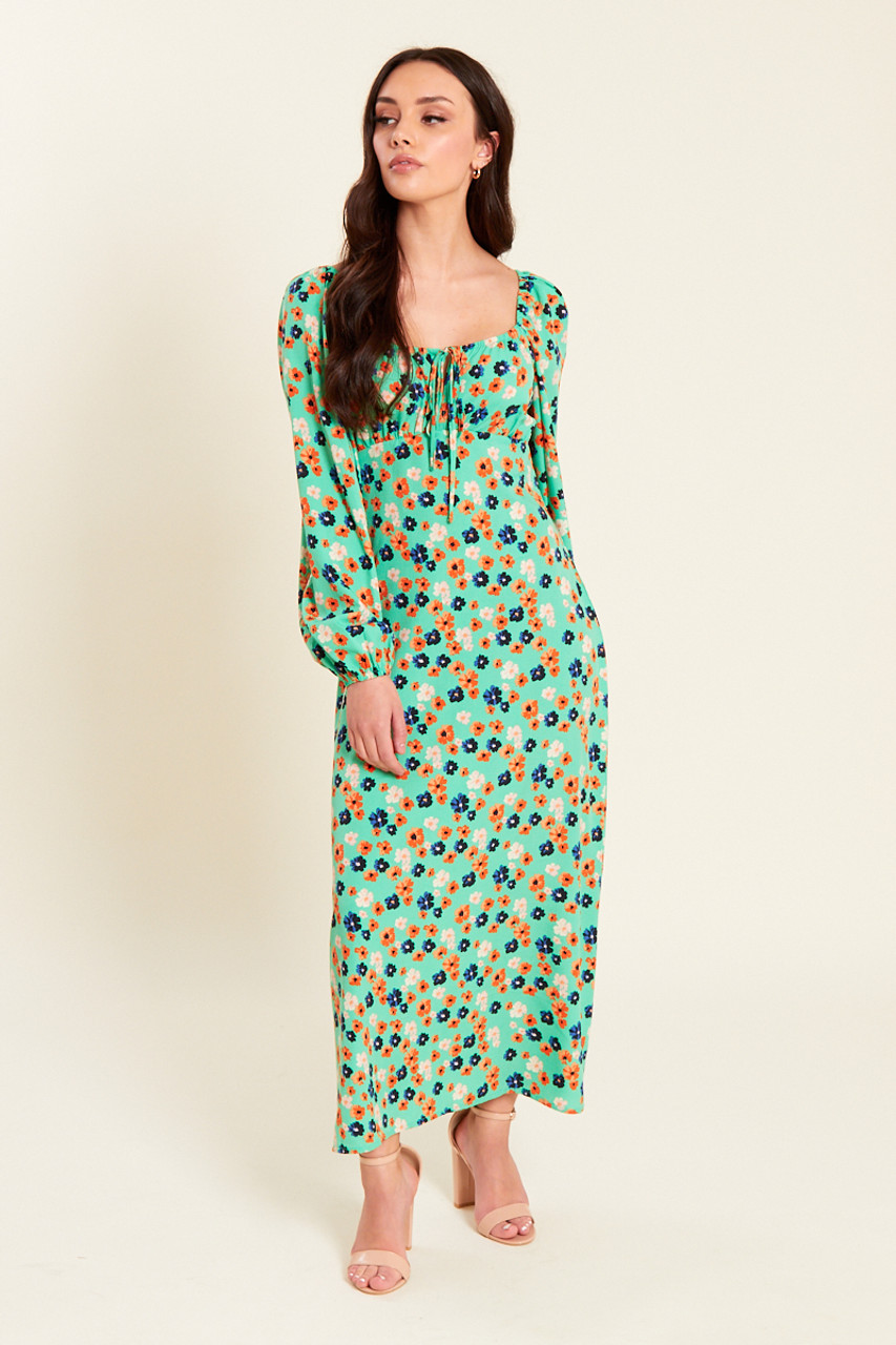 Midi Dress With Rouched Bust