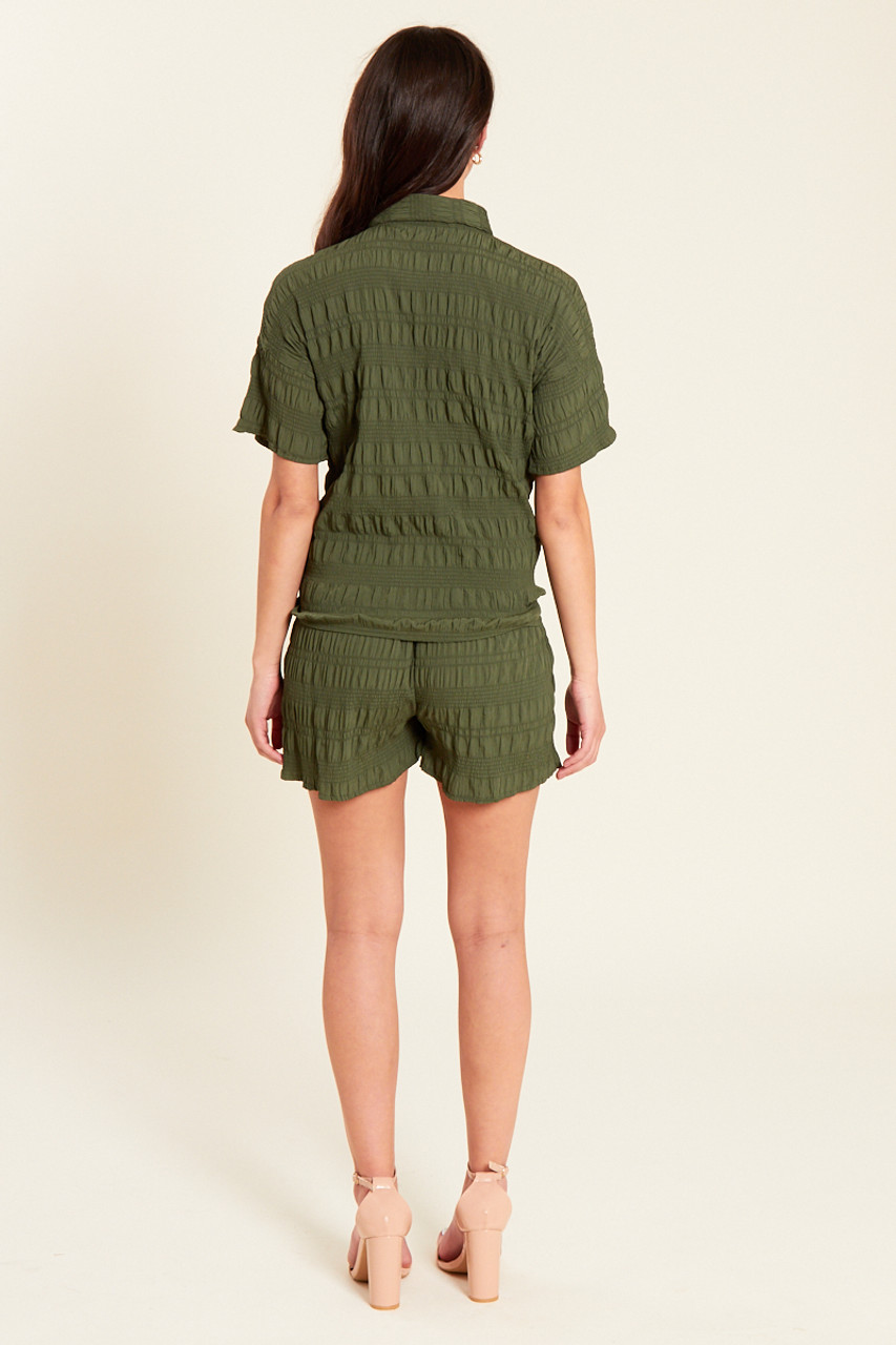 Khaki Elasticated Waist Short With Pockets