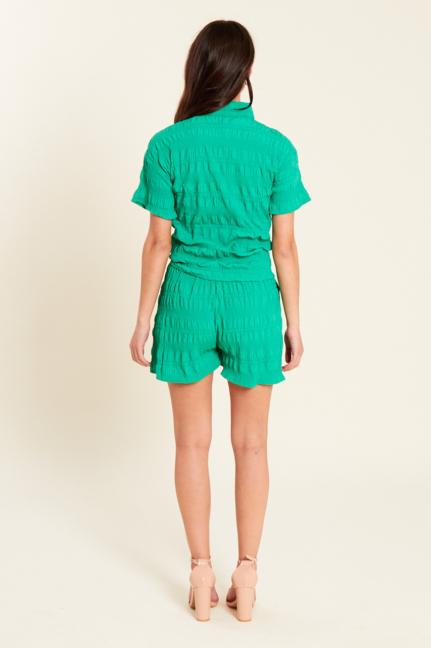 Green Elasticated Waist Short With Pockets