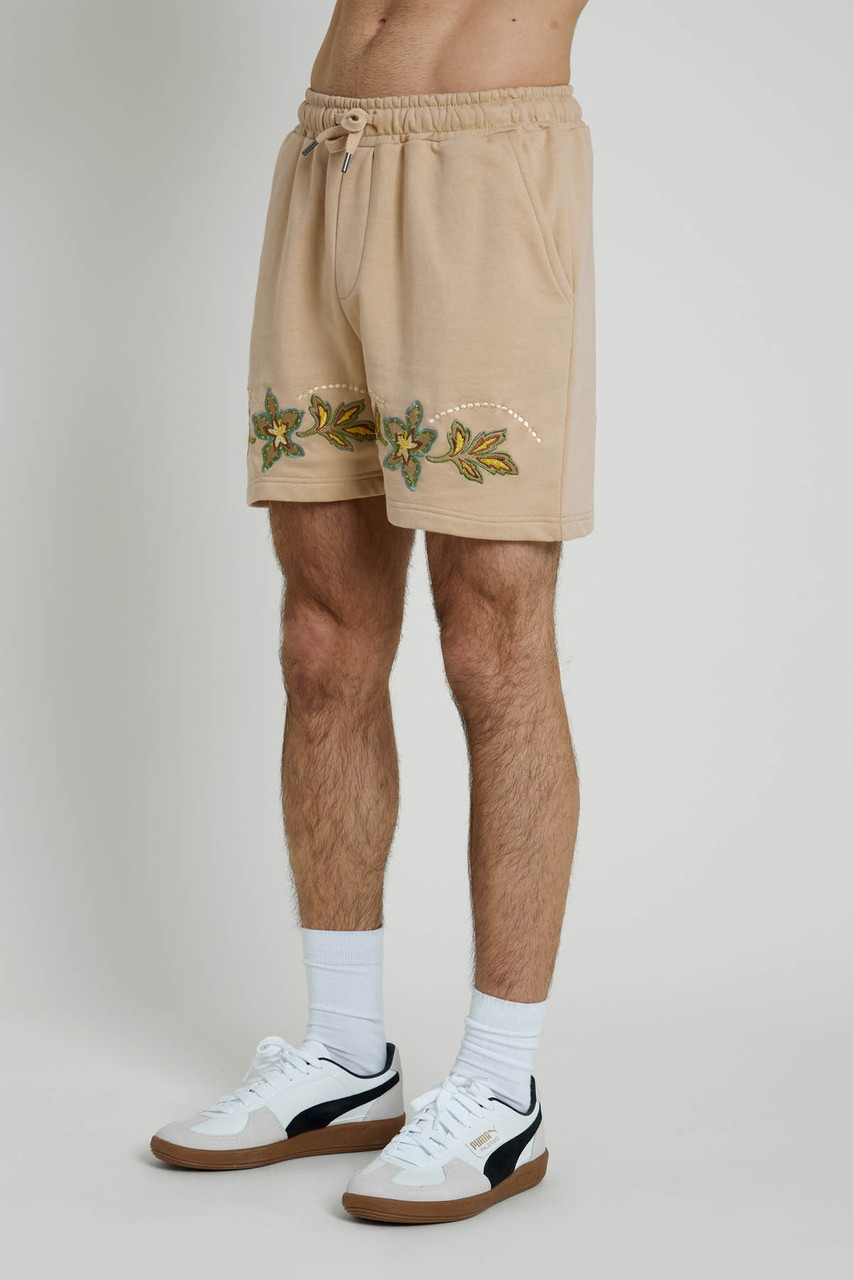 Floral Embroidered Jersey Short