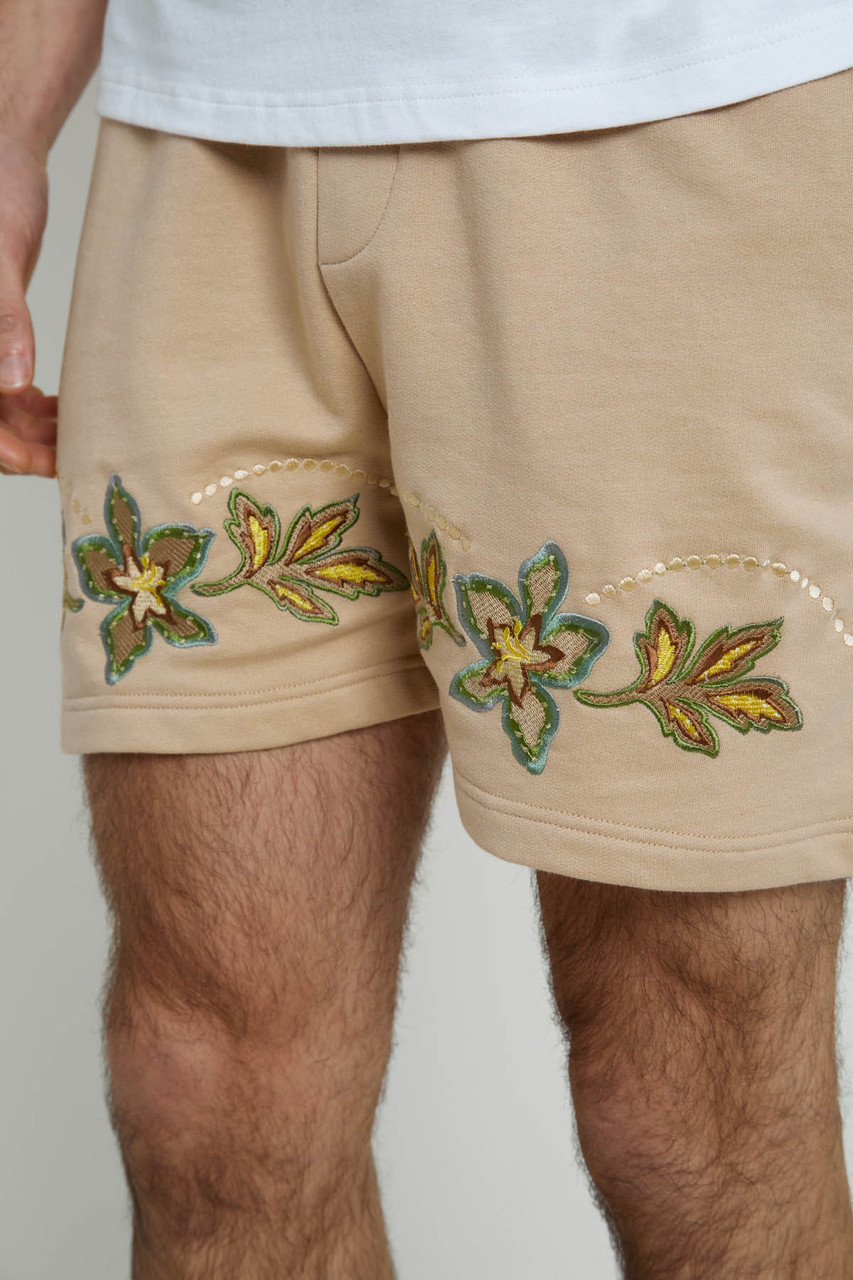 Floral Embroidered Jersey Short