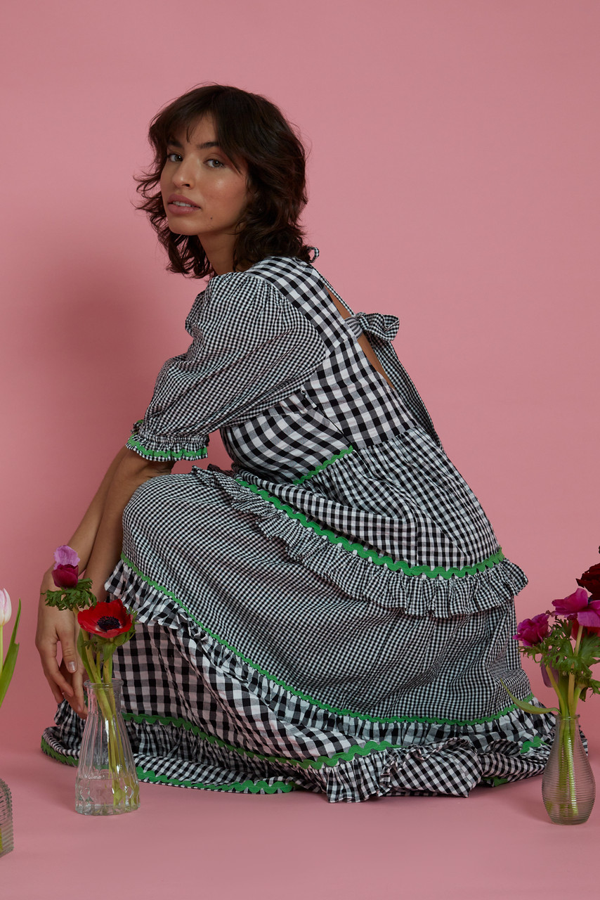 Ric-Rac Mixed Gingham Midaxi Dress