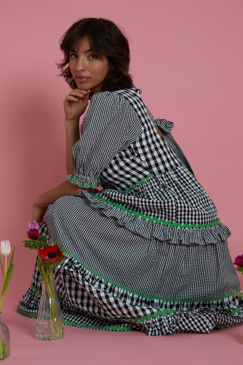 Ric-Rac Mixed Gingham Midaxi Dress