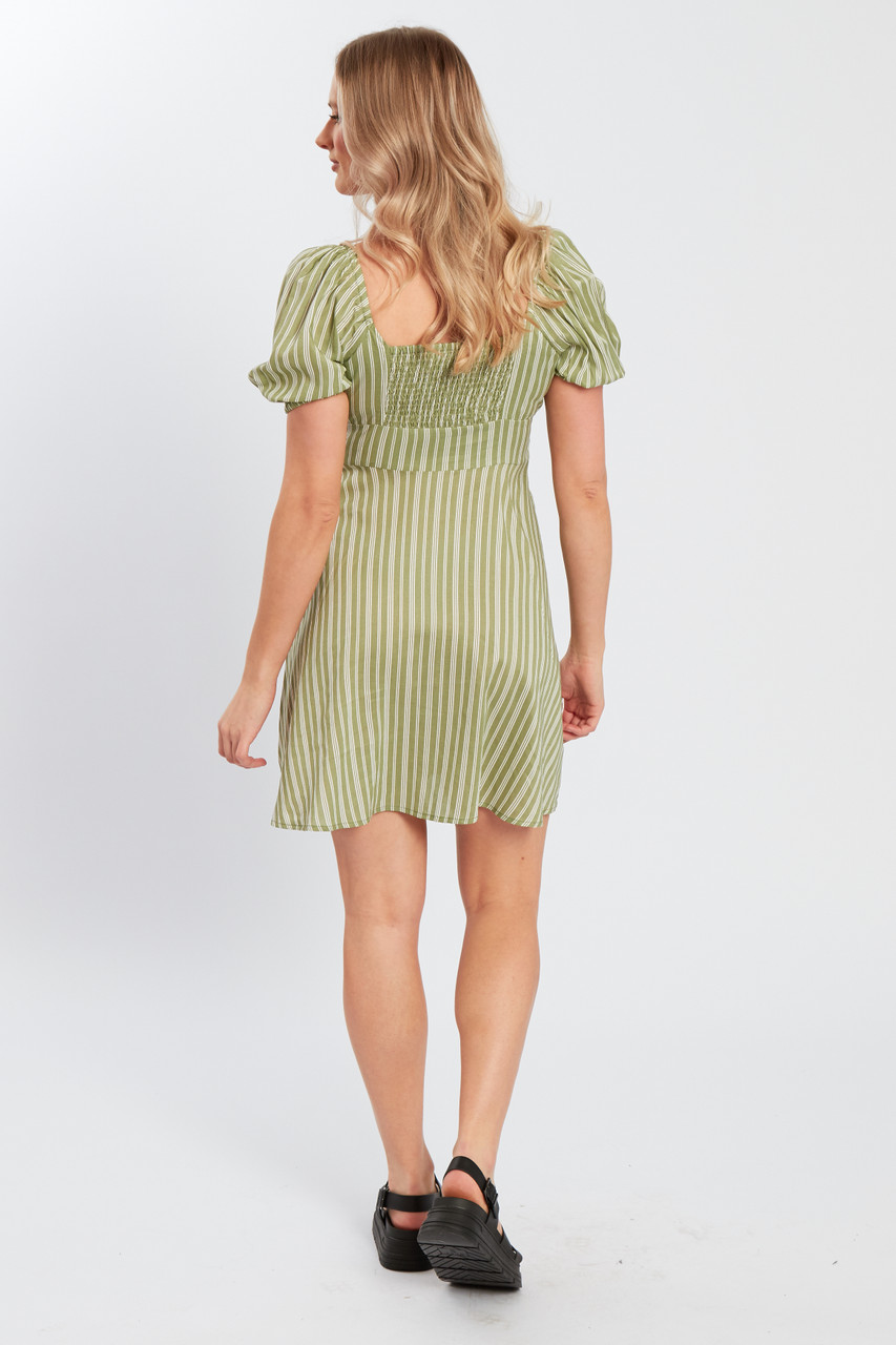 Sage Green Ruched Front Tea Dress