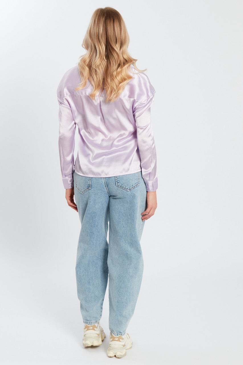 Lilac Long Sleeves Satin Shirt 