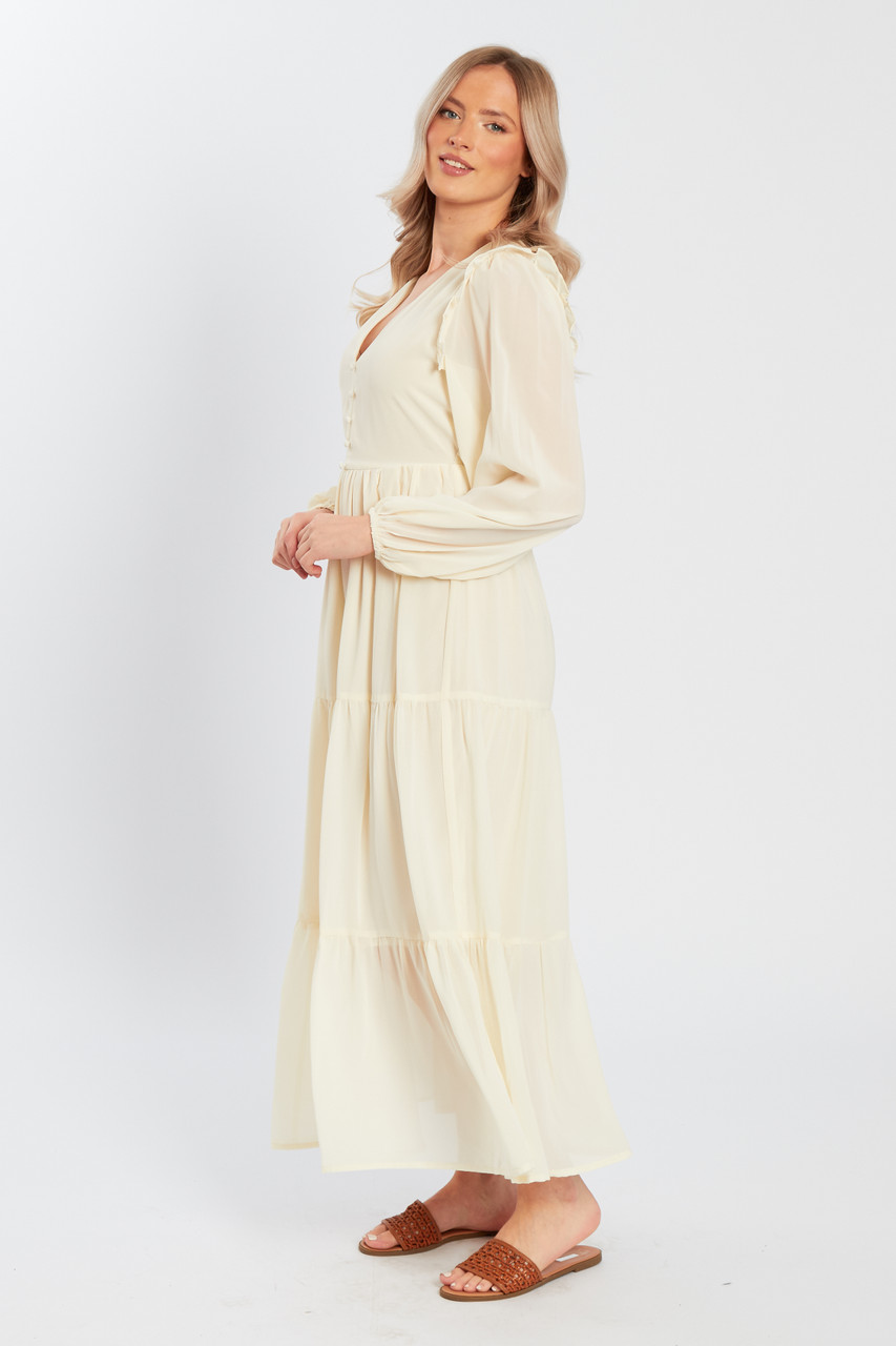 Ivory Chiffon Maxi Dress